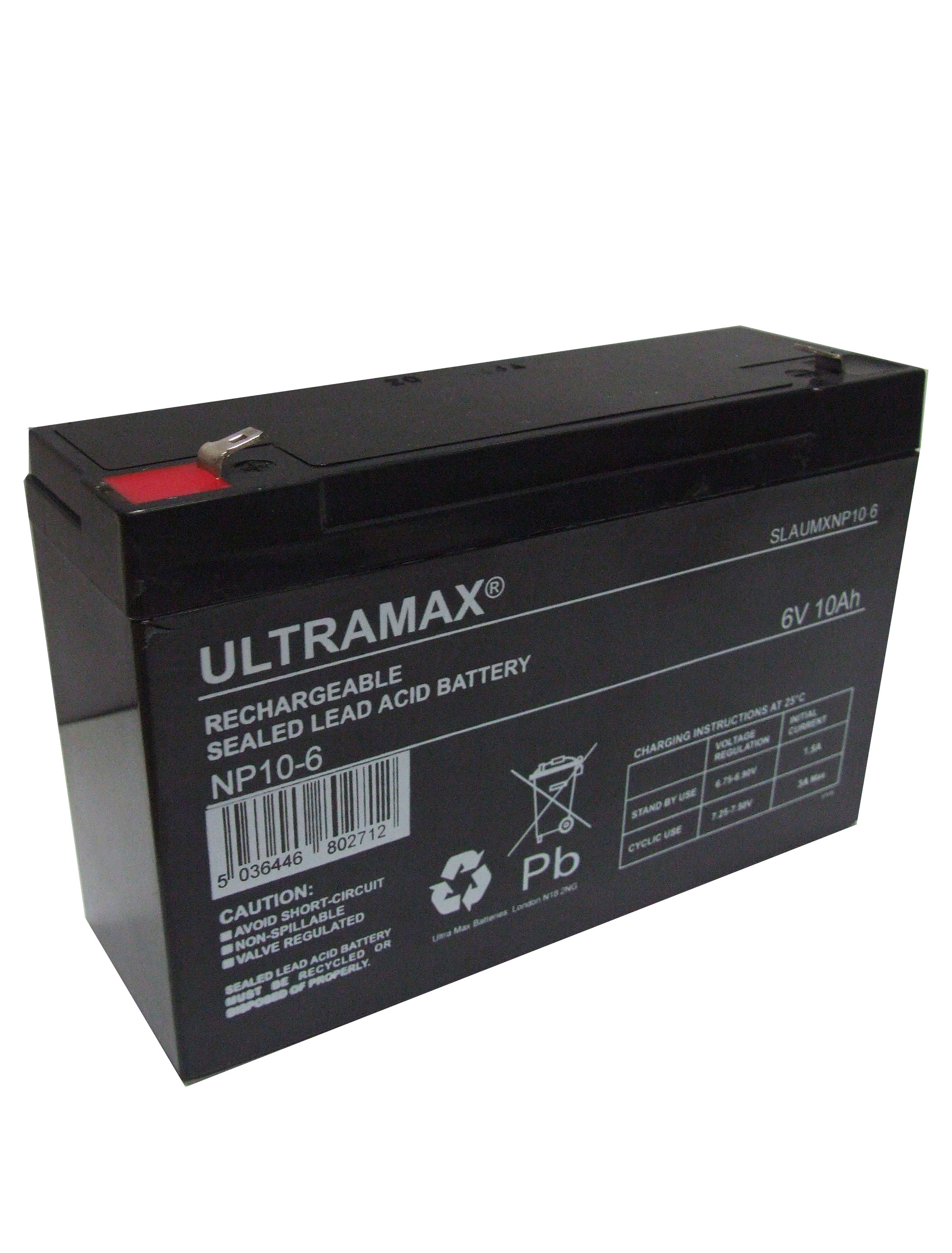 Batterie au plomb 6 Volts 10Ah ULTRA MAX SLA NP10-6 VRLA