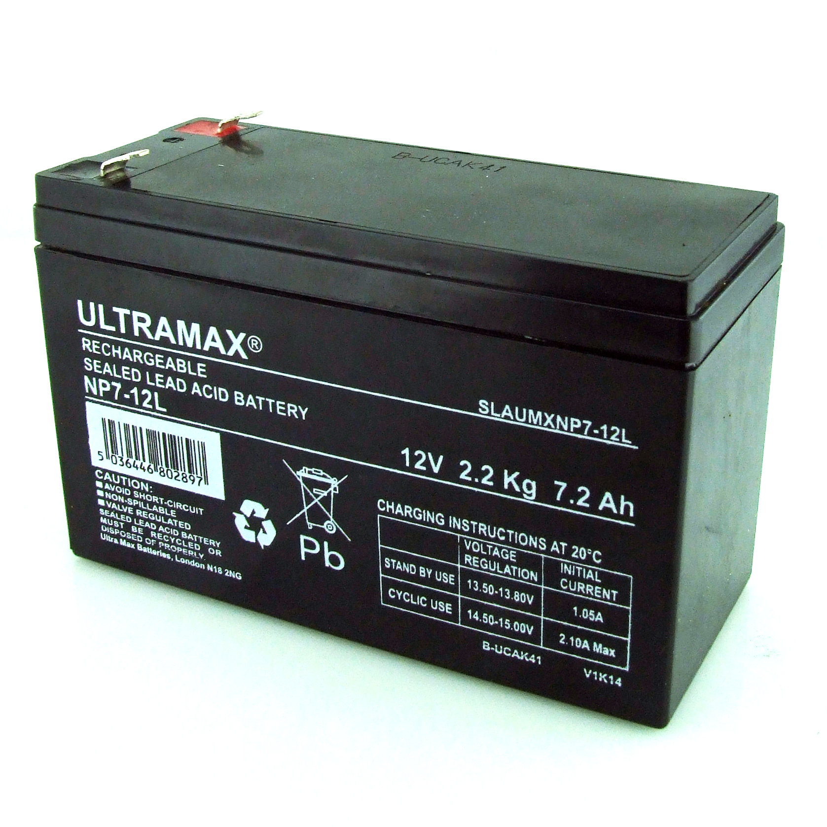 Batterie au plomb 12 Volts 7Ah ULTRA MAX SLA NP7-12 VRLA
