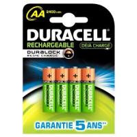 Pack de 4 piles rechargeables AA/LR6 Duracell Stay charged 2500mAh