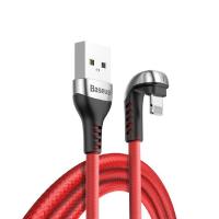 Cable nylon lightning rouge pour Iphone avec embout en U pour gamer 
